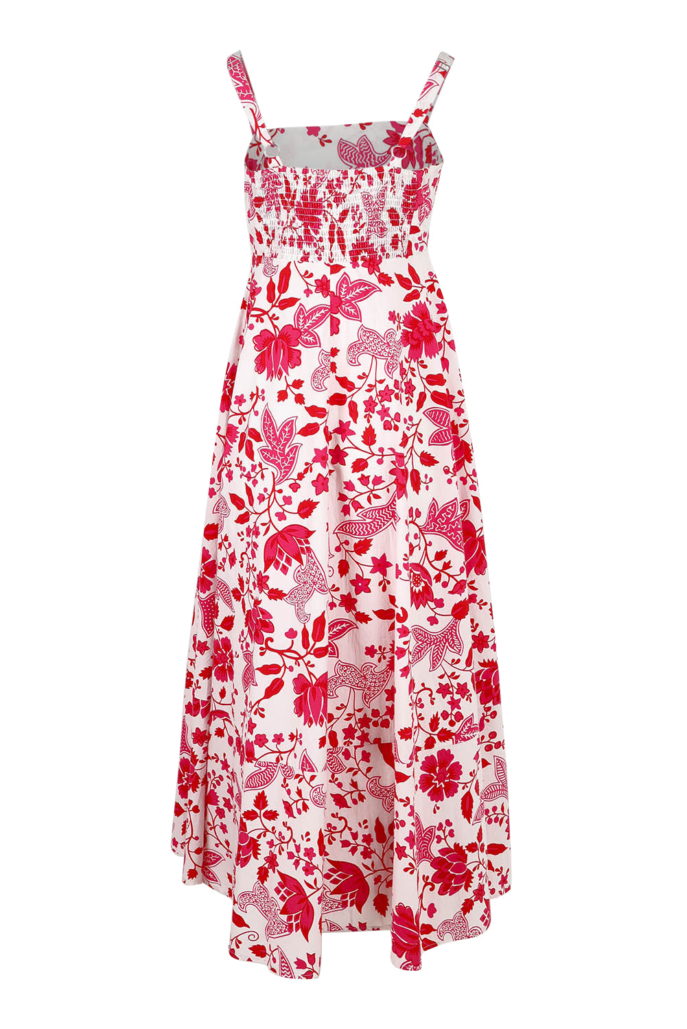 Product shot of the Summer Fun Cotton Maxi Dress in colour Pinkred (Red), from the back
