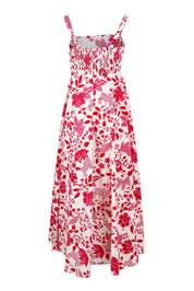 Product shot of the Summer Fun Cotton Maxi Dress in colour Pinkred (Red), from the back