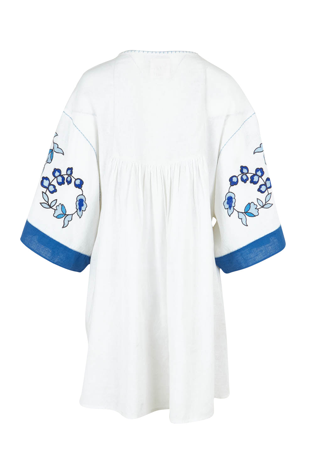 Product shot of the Picking Posies Embroidered Dress in colour White (White), from the back