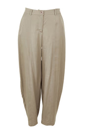 Product shot of the Feel Good Tencel Barrel Pants in colour Khaki (Green), from the front