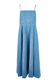 Product shot of the For All Seasons Denim Dress in colour Denim (Blue), from the front