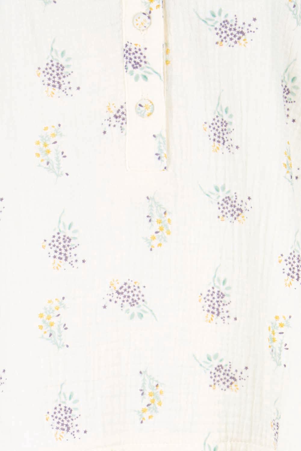 Product shot of the Grandpa And Me Fleur Cotton Top – Creamfleur in colour Creamfleur, showing detail