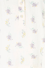 Product shot of the Grandpa And Me Fleur Cotton Top – Creamfleur in colour Creamfleur, showing detail