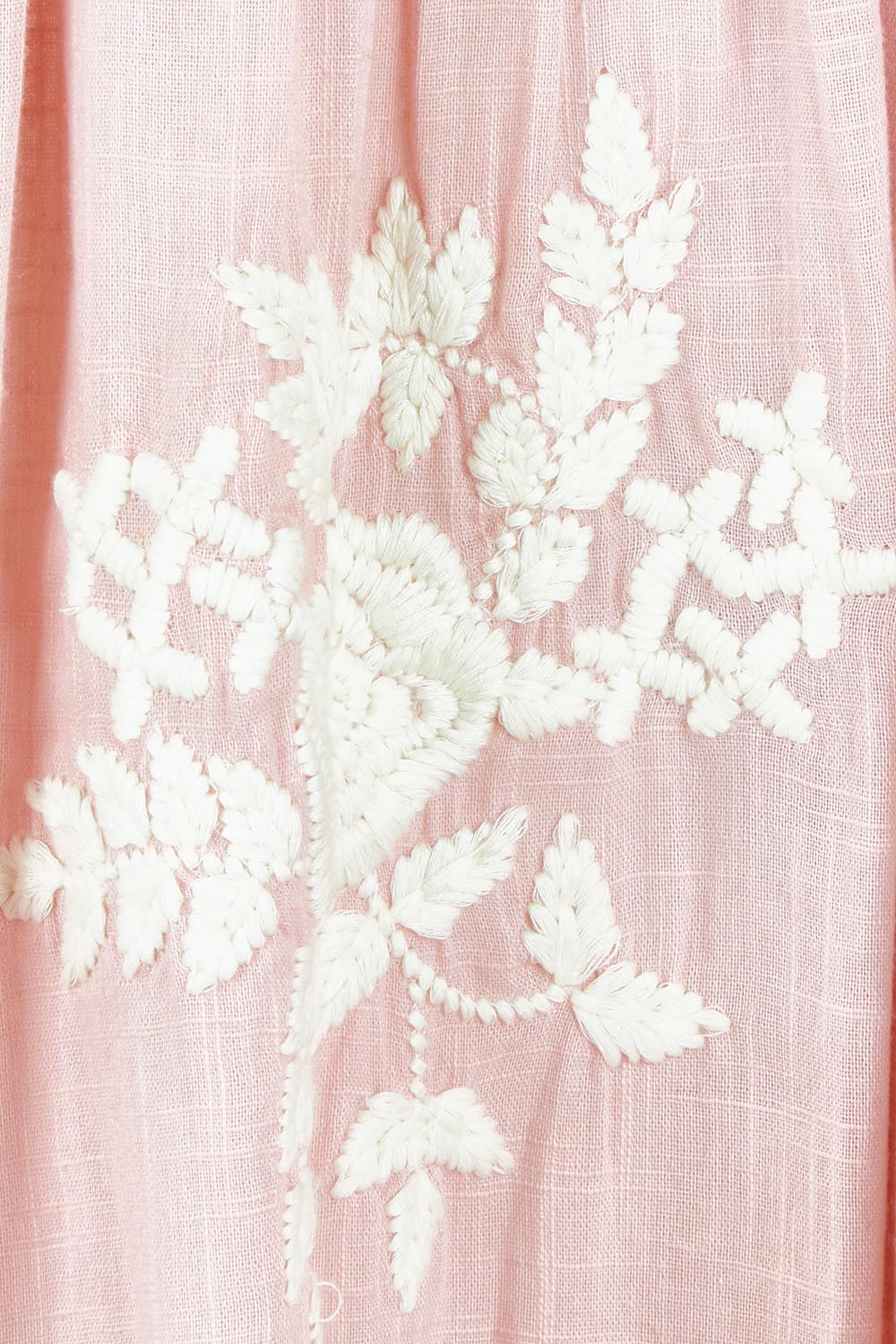 Product shot of the Day Dreaming Embroidered Dress in colour Dustypink (Pink), detail