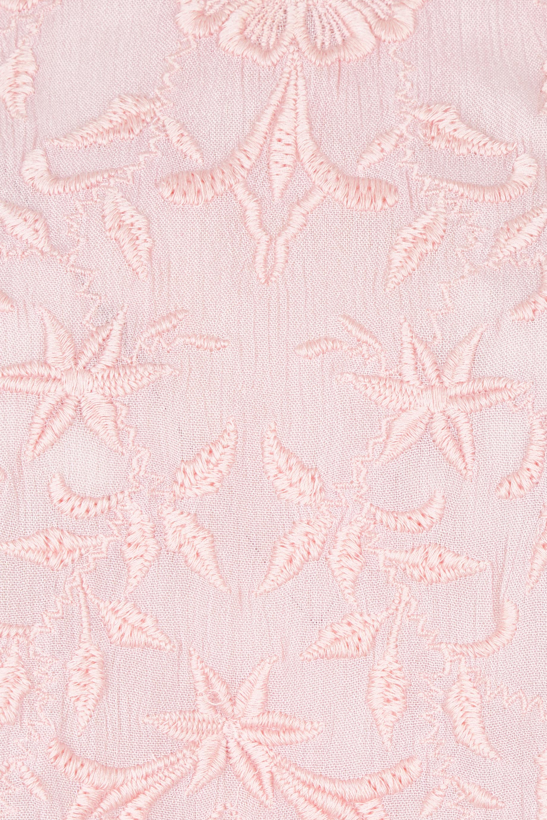 Product shot of the Easy Frills Embroidered Top in colour Blossom (Pink), detail