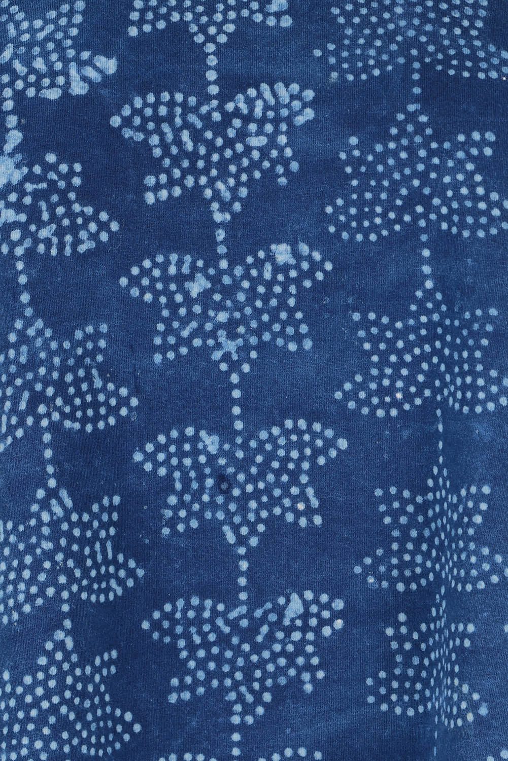 Product shot of the Sunday Funday Blockprint Tee in colour Indigo (Blue), detail
