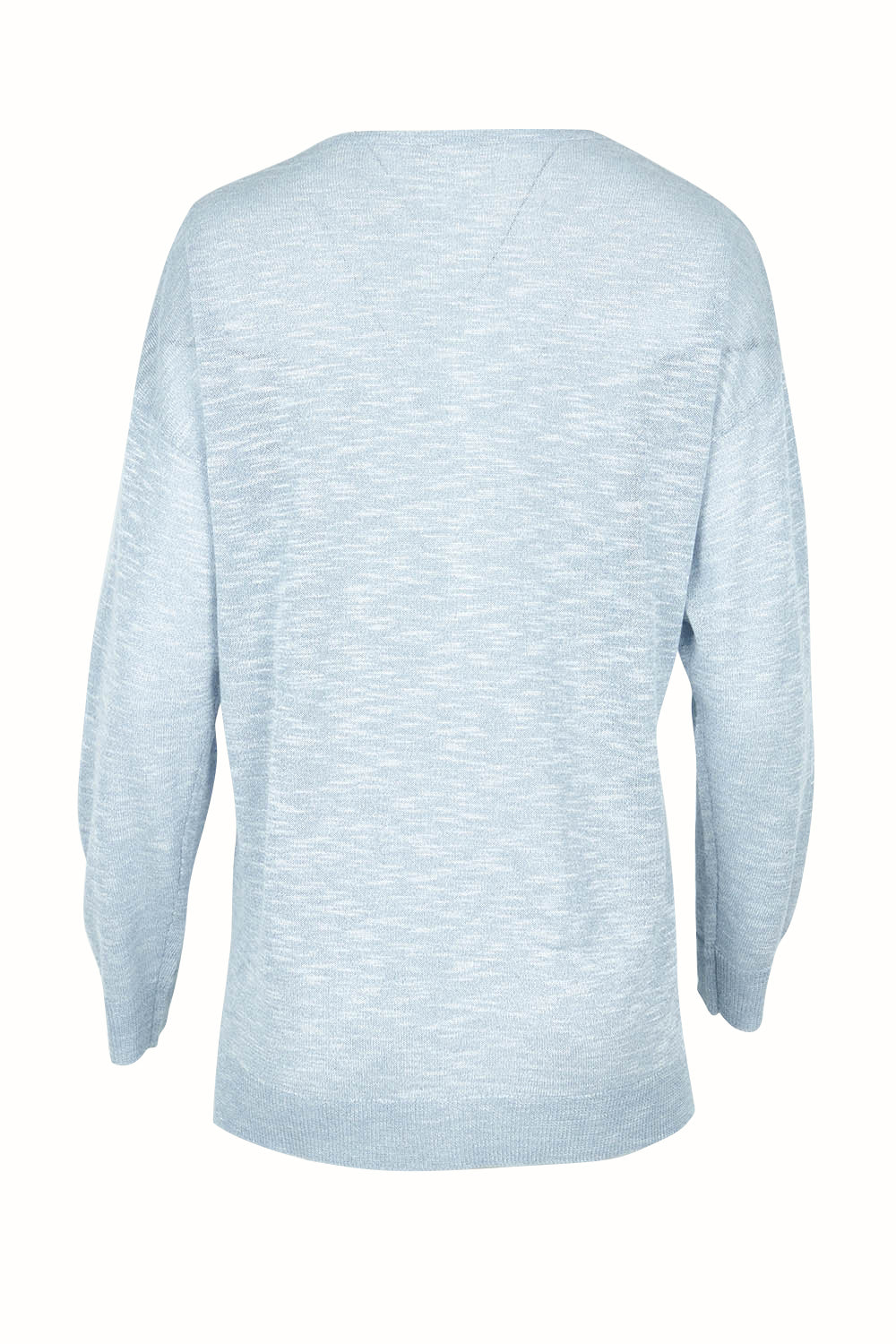 Product shot of the Go To Knit Boyfriend Henley in colour Sky (Blue), from the back