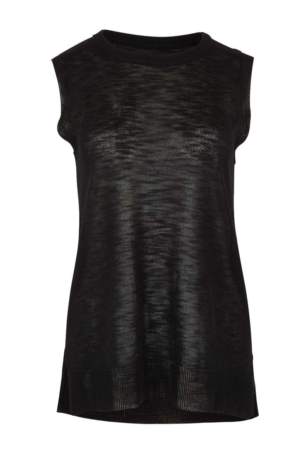 Product shot of the Go To Knit Crew Tank in colour Black (Black), from the front