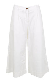 Product shot of the Need You In My Life Cropped Pants - White in colour White, from the front