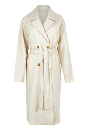 Product shot of the Summertime Love Linen Cotton Trench Coat in colour Natural, from the front