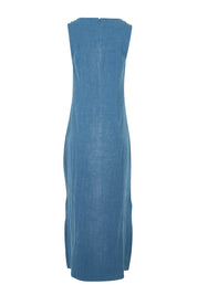 Product shot of the Forever In Style Shift Dress in colour Denimblue (Blue), from the back