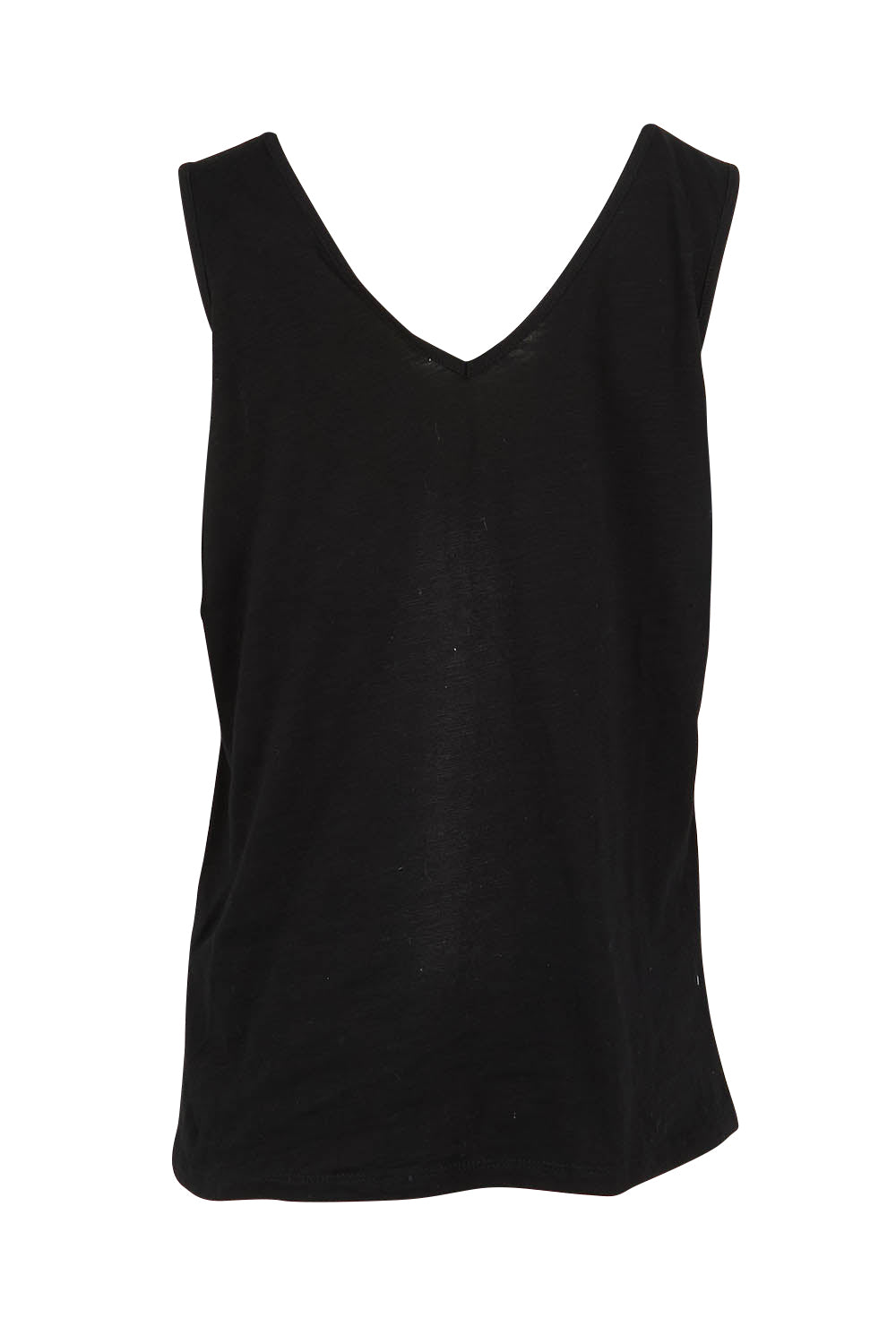 Product shot of the Need You Double Vee Tank in colour Black (Black), from the back