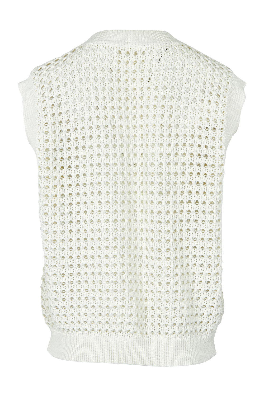 Product shot of the Love Language Cotton Vest in colour Milk (White), from the back