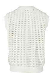 Product shot of the Love Language Cotton Vest in colour Milk (White), from the back