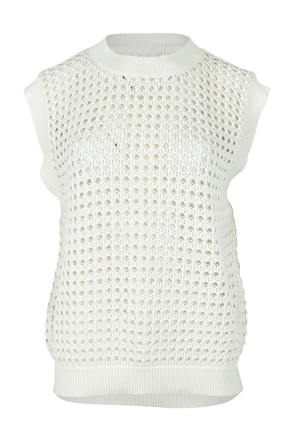 Product shot of the Love Language Cotton Vest in colour Milk (White), from the front