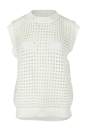 Product shot of the Love Language Cotton Vest in colour Milk (White), from the front