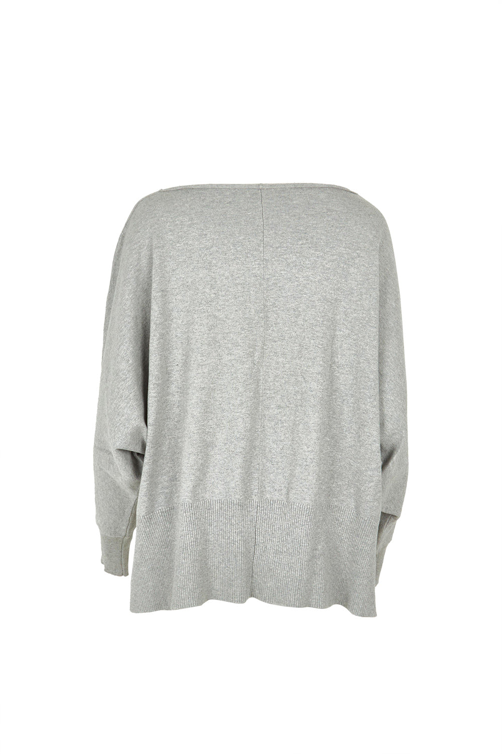 Product shot of the Have You Seam Me Cotton Cashmere Jumper in colour Smoke (Grey), from the back