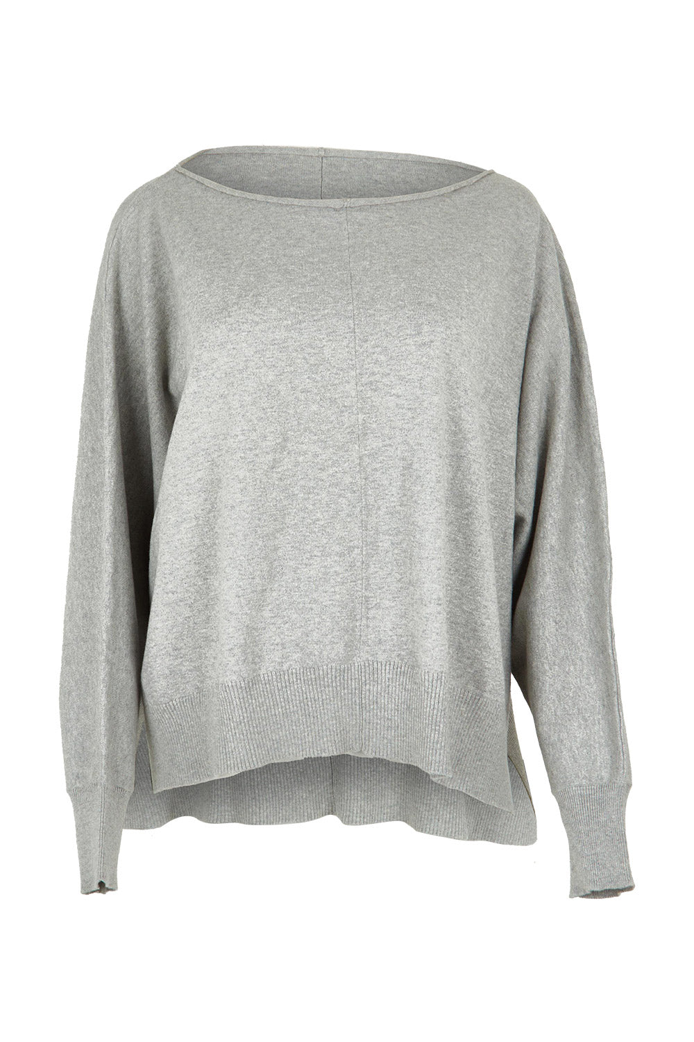 Product shot of the Have You Seam Me Cotton Cashmere Jumper in colour Smoke (Grey), from the front