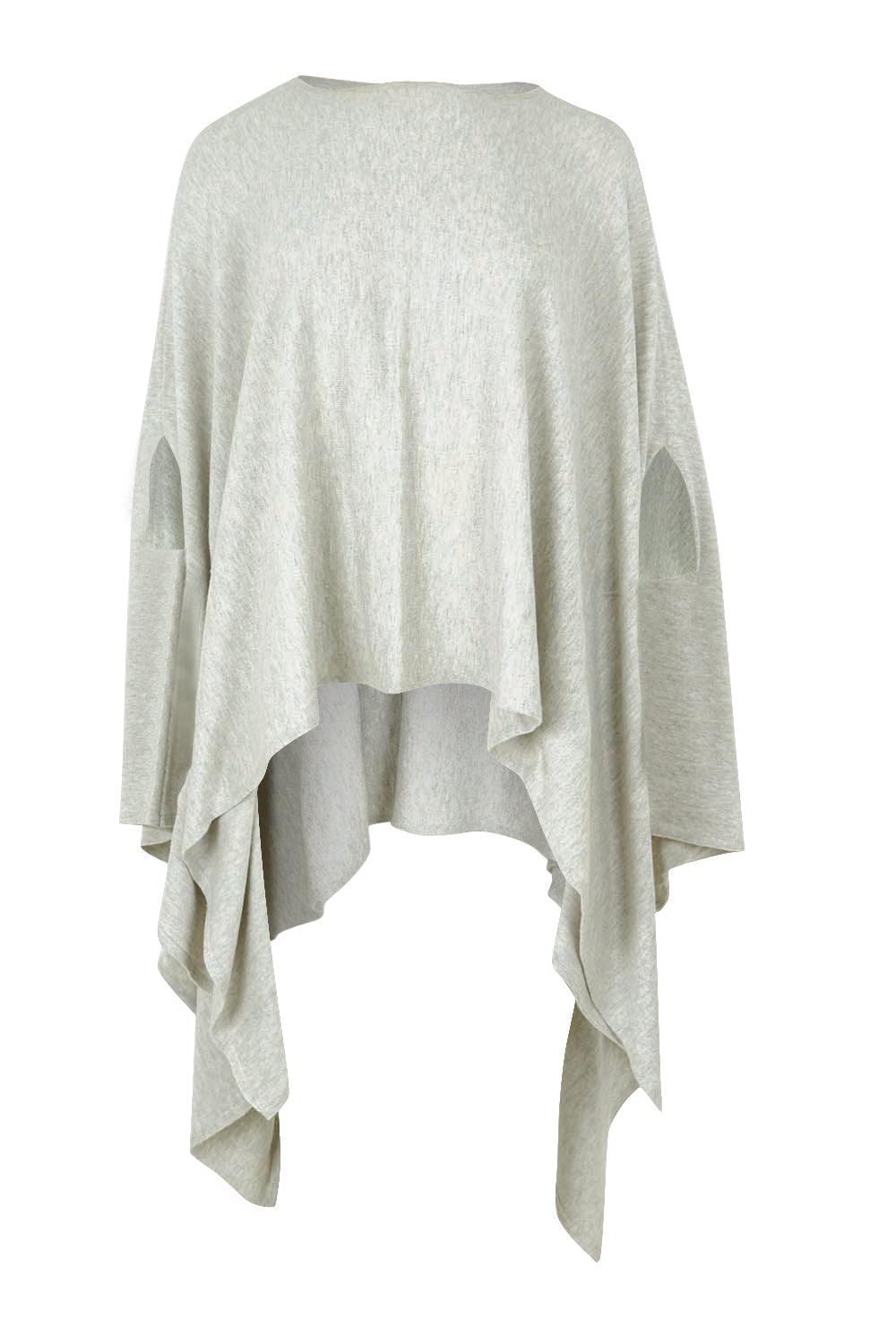 Product shot of the Light Breeze Poncho in colour Mist (Grey), from the front