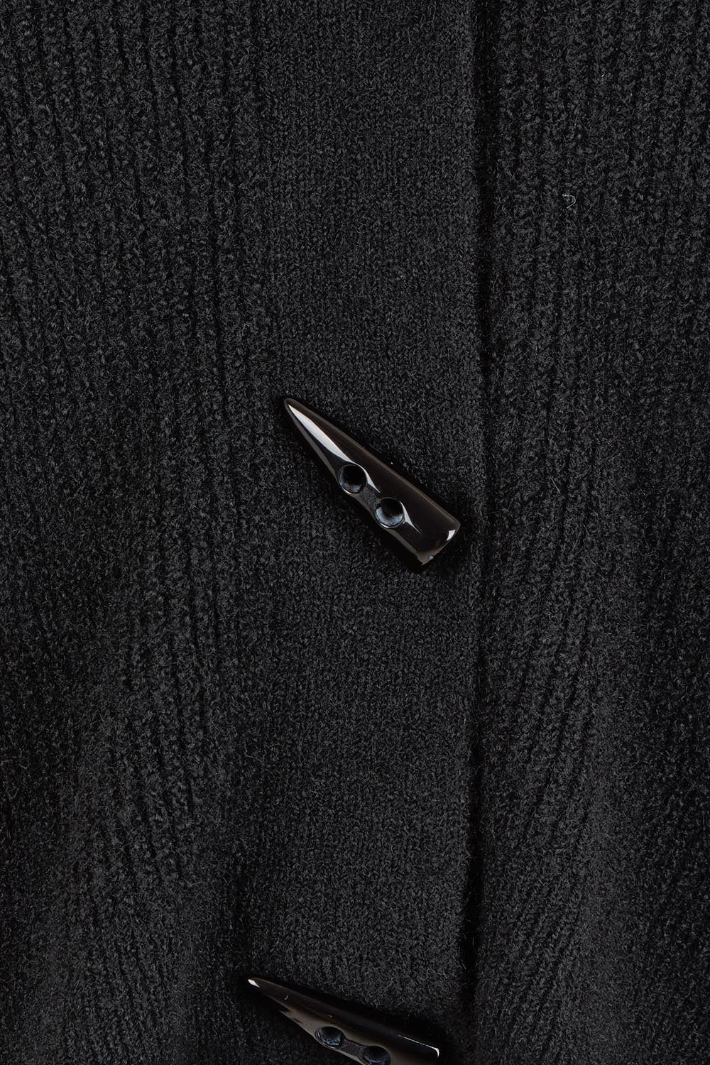 Product shot of the Found My Friend Recycled Knit Sleeveless Cardi in colour Black (Black), detail