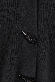 Product shot of the Found My Friend Recycled Knit Sleeveless Cardi in colour Black (Black), detail