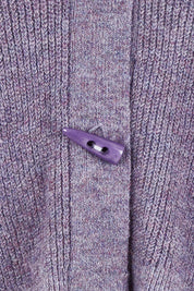 Product shot of the Found My Friend Recycled Knit Sleeveless Cardi in colour Lavender (Purple), detail