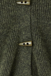 Product shot of the Found My Friend Recycled Knit Sleeveless Cardi in colour Pine (Green), detail