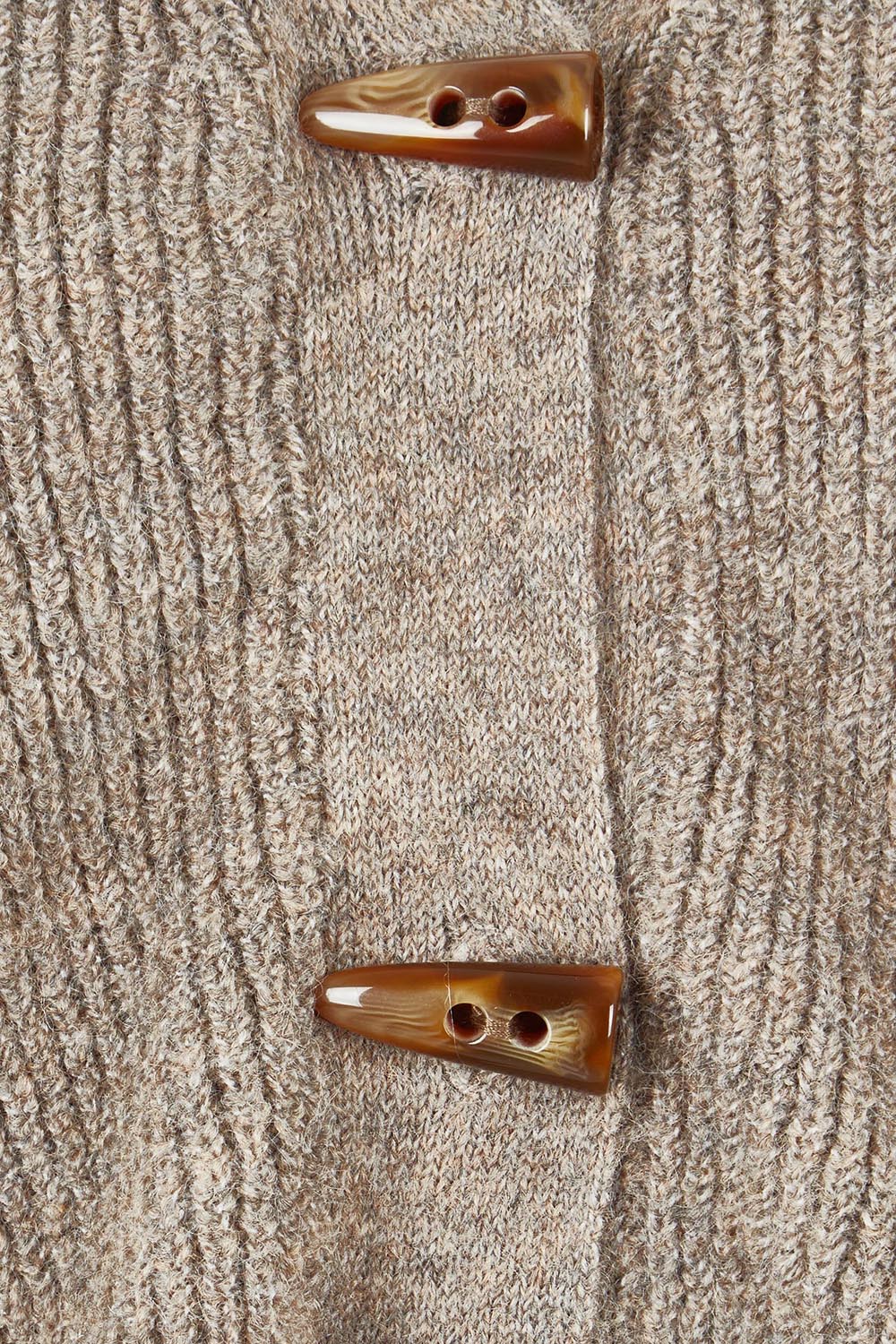 Product shot of the Found My Friend Recycled Knit Sleeveless Cardi in colour Wood, detail