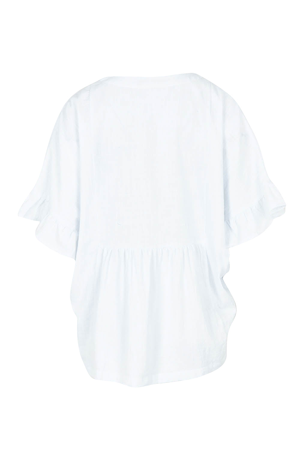 Product shot of the Fun Times Cotton Flounce Top in colour White (White), from the back