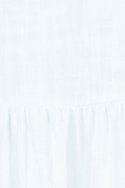 Product shot of the Fun Times Cotton Flounce Top in colour White (White), detail