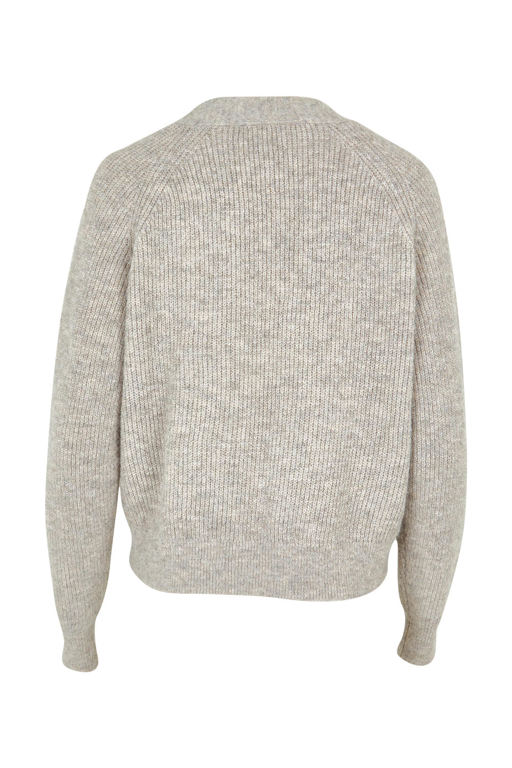 Product shot of the Found My Friend Recycled Knit Cardi in colour Oatmeal, from the back