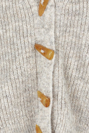 Product shot of the Found My Friend Recycled Knit Cardi in colour Oatmeal, detail