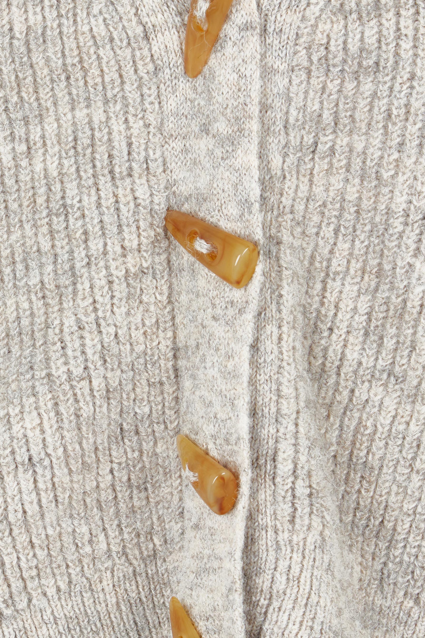 Product shot of the Found My Friend Recycled Knit Cardi in colour Oatmeal, detail