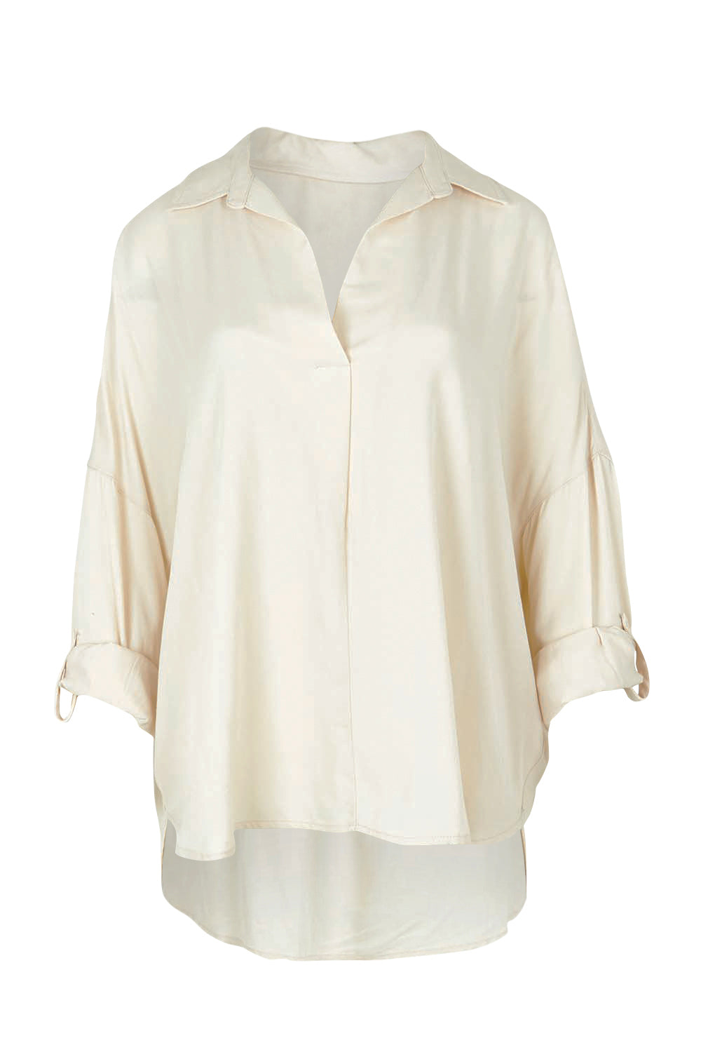 Product shot of the Easy Does It Popover Shirt in colour Latte, from the front