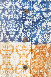 Product shot of the Happy Daze Shirt in colour Bluepatch, detail