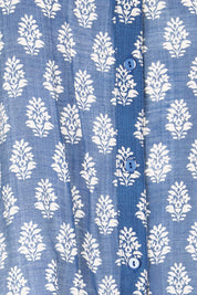 Product shot of the Easy On Me Blouse - Denimfleur in colour Denimfleur, showing detail