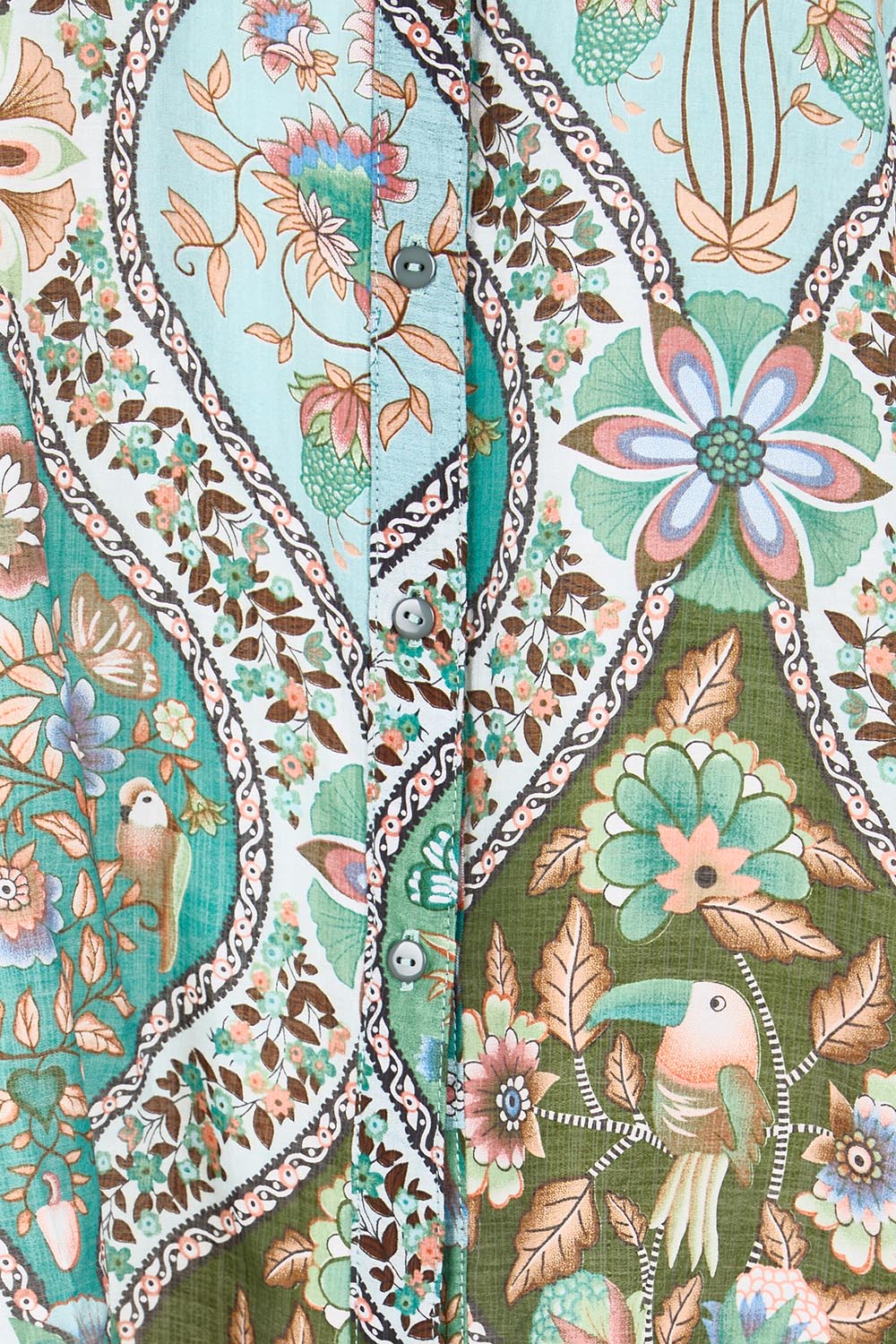 Product shot of the Easy On Me Blouse – Greenfolk in colour Greenfolk, showing detail