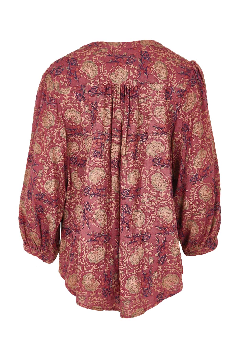 Product shot of the Easy On Me Blouse in colour Plum (Purple), from the back