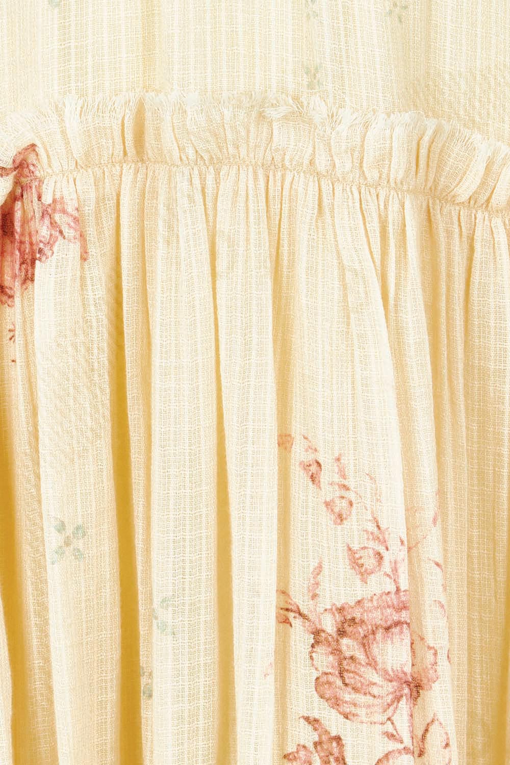 Product shot of the Falling Into Your Arms Cotton Maxi Dress in colour Sandfleur, detail