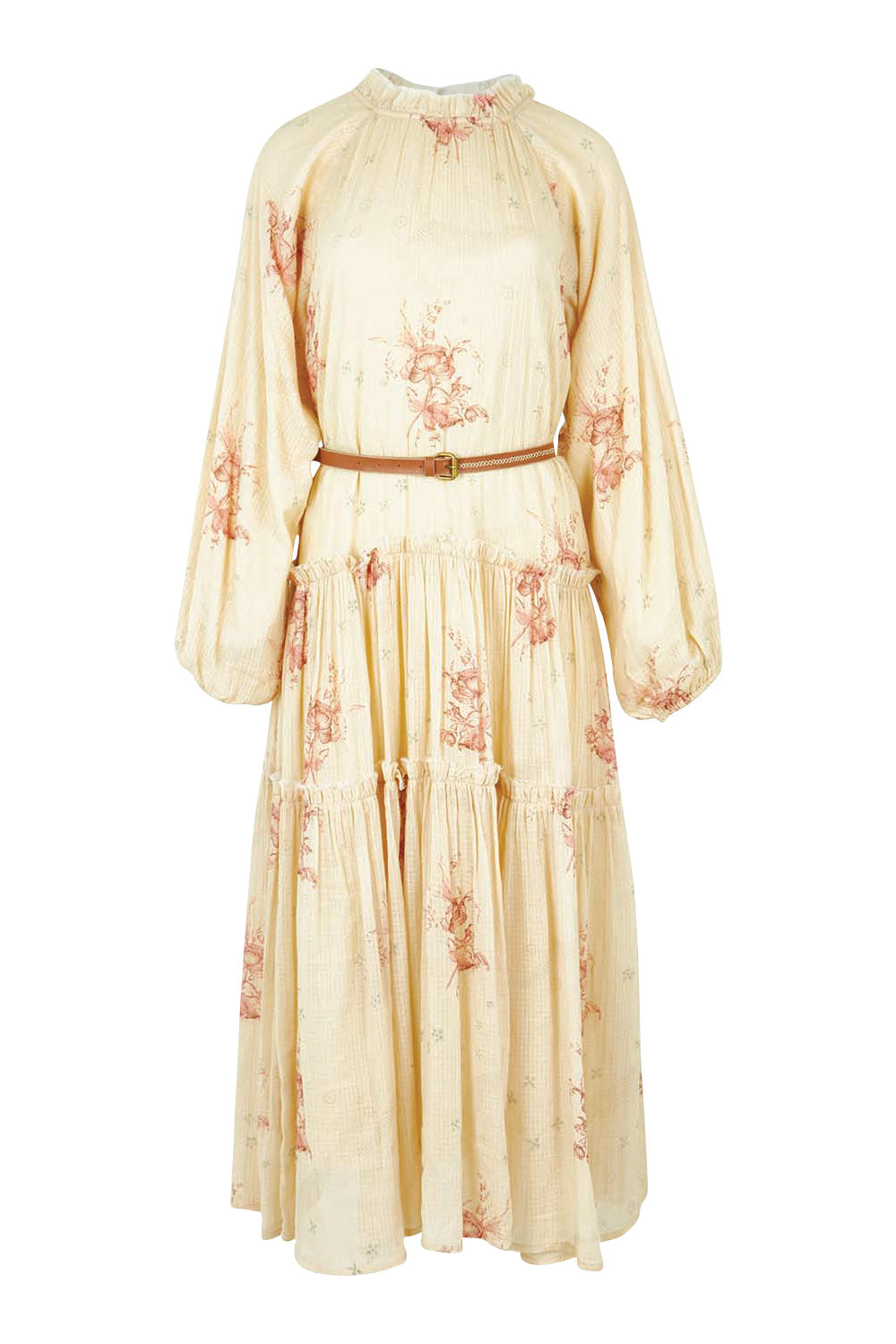 Product shot of the Falling Into Your Arms Cotton Maxi Dress in colour Sandfleur, from the front