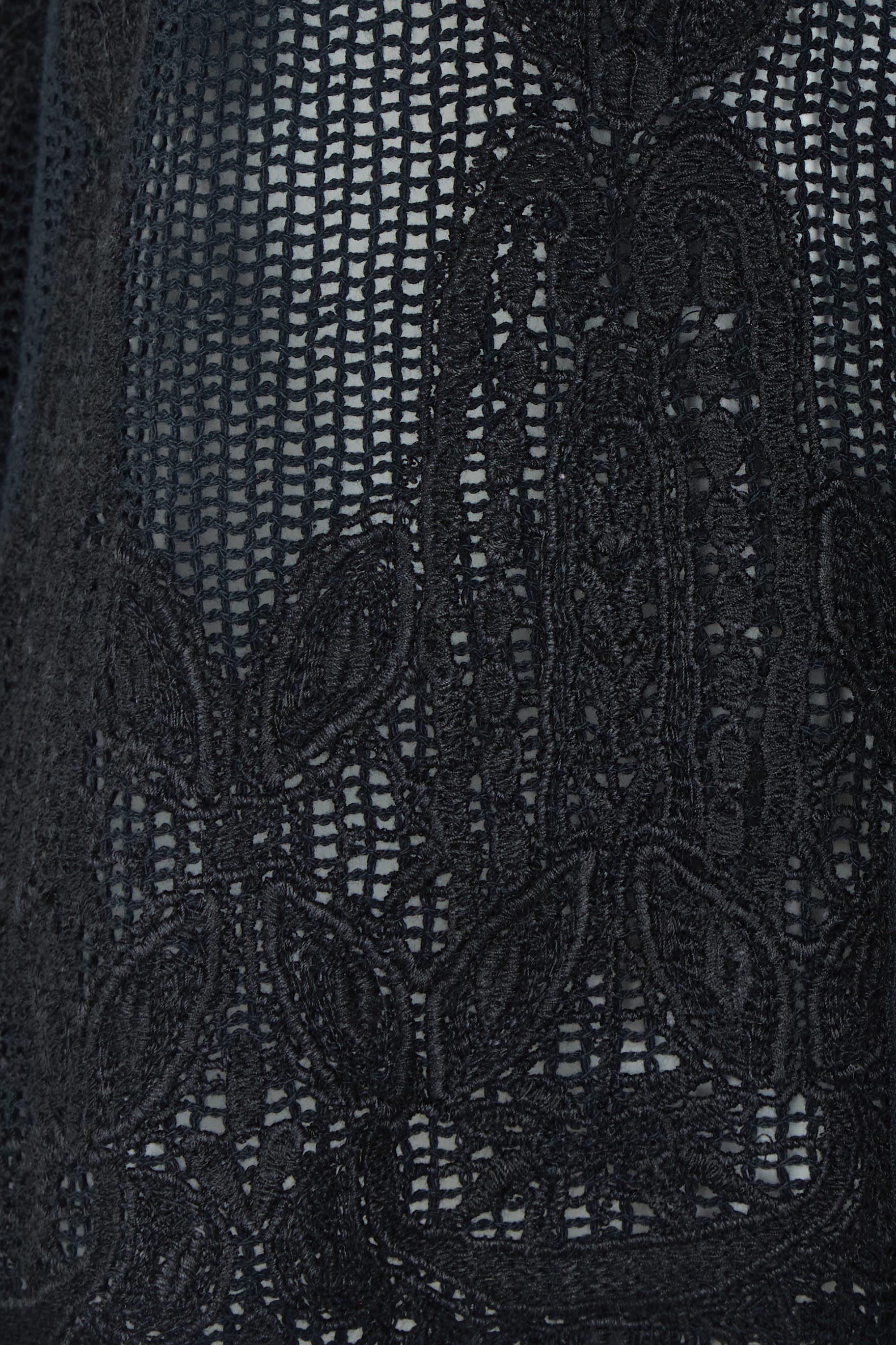 Product shot of the Sweet Escape Embroidered Cotton Mesh Shirt in colour Black (Black), detail