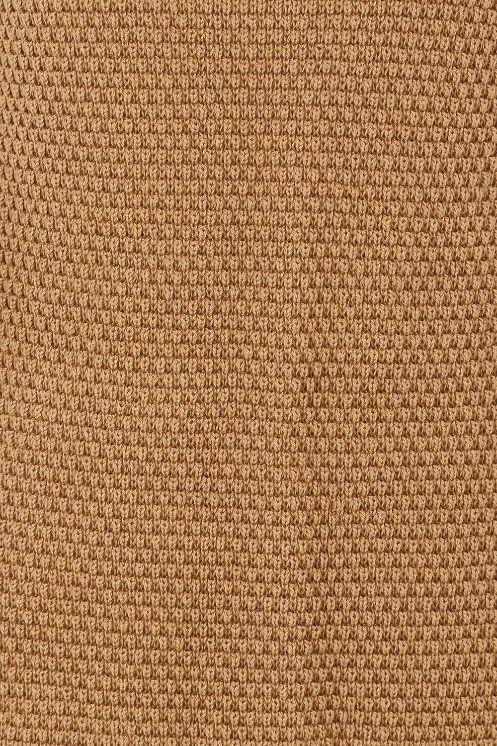 Product shot of the Come As You Are Cotton Knit Dress in colour Camel, detail