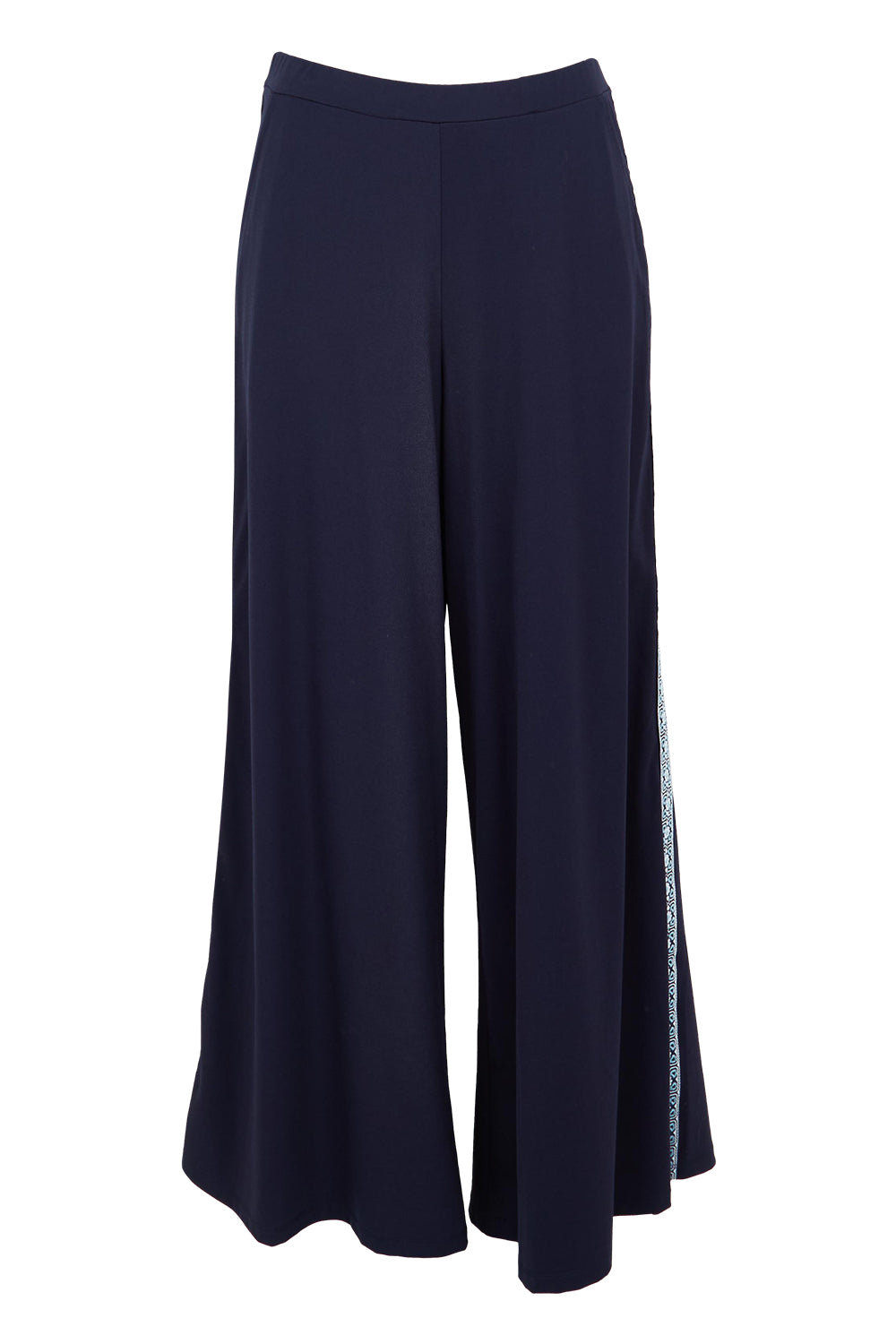 Product shot of the Follow My Lead Side Stripe Pants in colour Navy (Blue), from the front