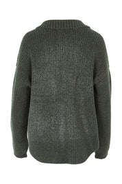 Product shot of the Cuddle Up To Me Knit Cardi in colour Gumnut (Green), from the back