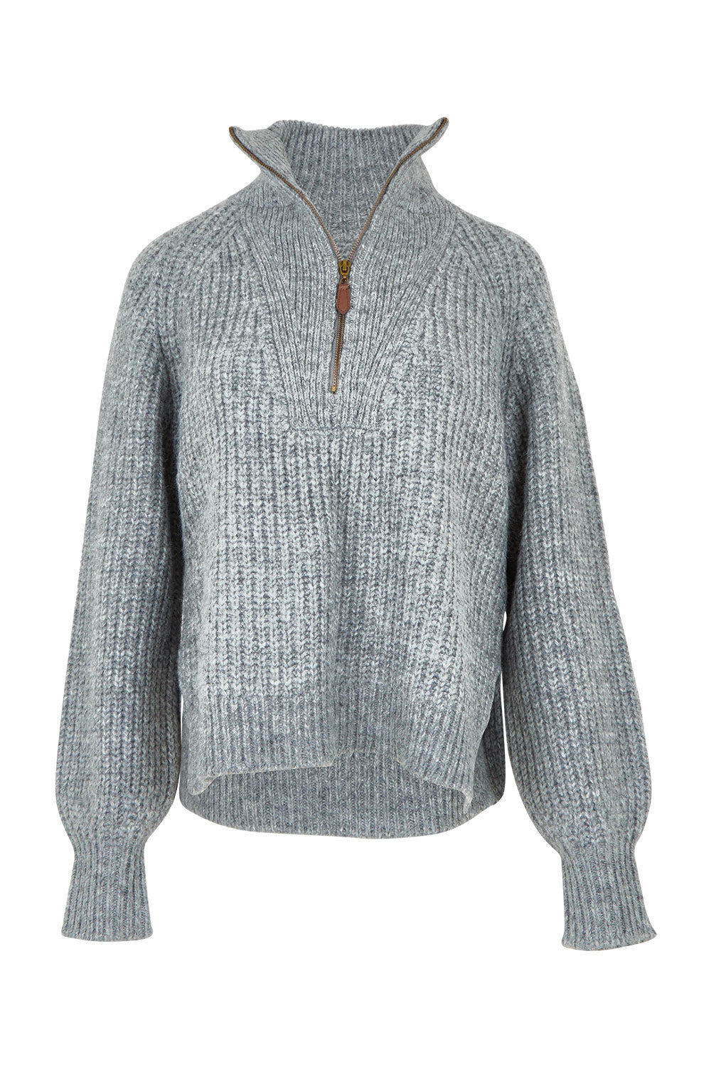 Product shot of the Always Yours Half Zip Sweater in colour Stormgrey (Grey), from the front