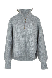 Product shot of the Always Yours Half Zip Sweater in colour Stormgrey (Grey), from the front