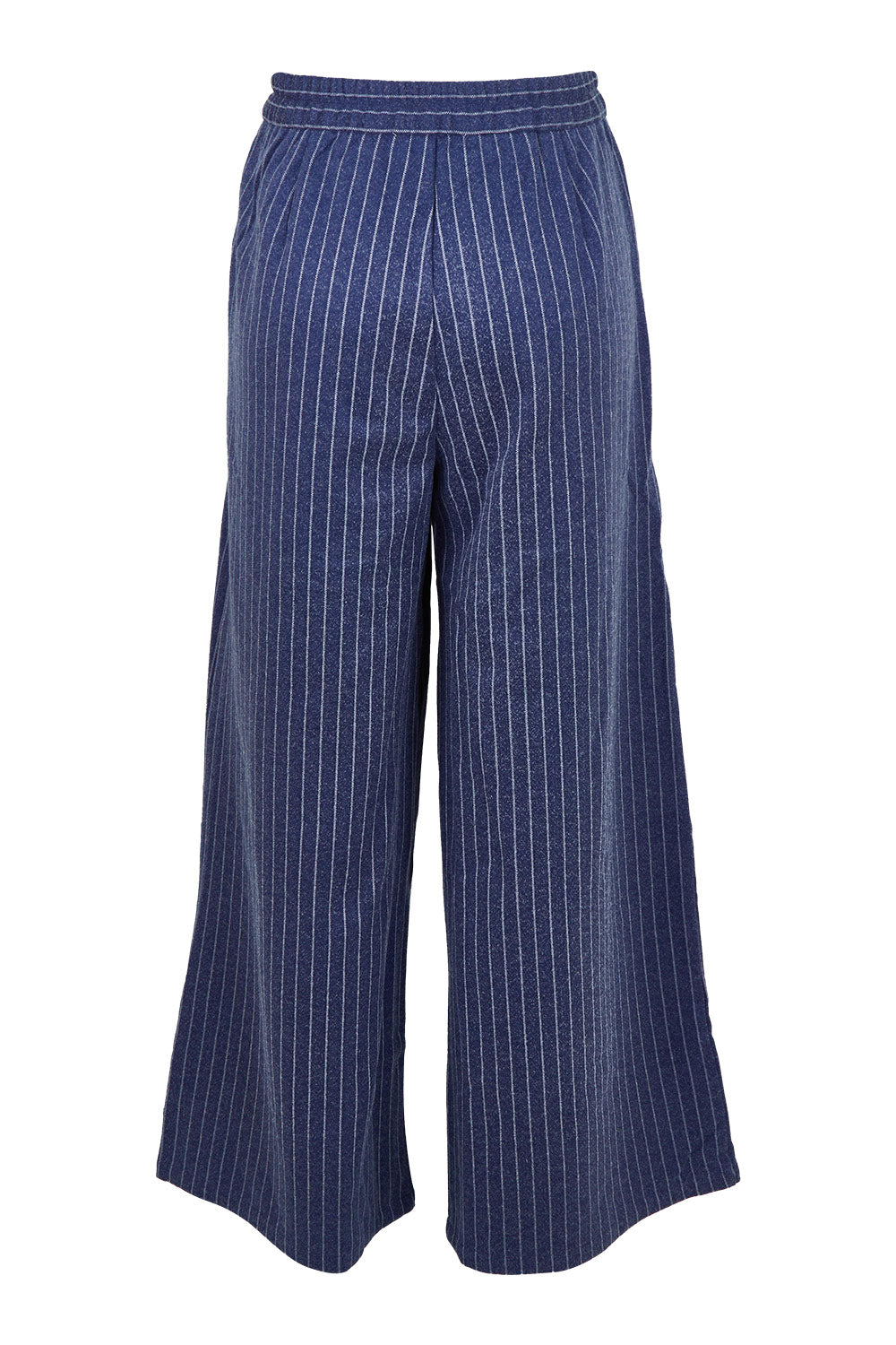 Product shot of the Walk This Way Wide Leg Pants in colour Bluestripe (Blue), from the back