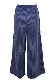 Product shot of the Walk This Way Wide Leg Pants in colour Bluestripe (Blue), from the back