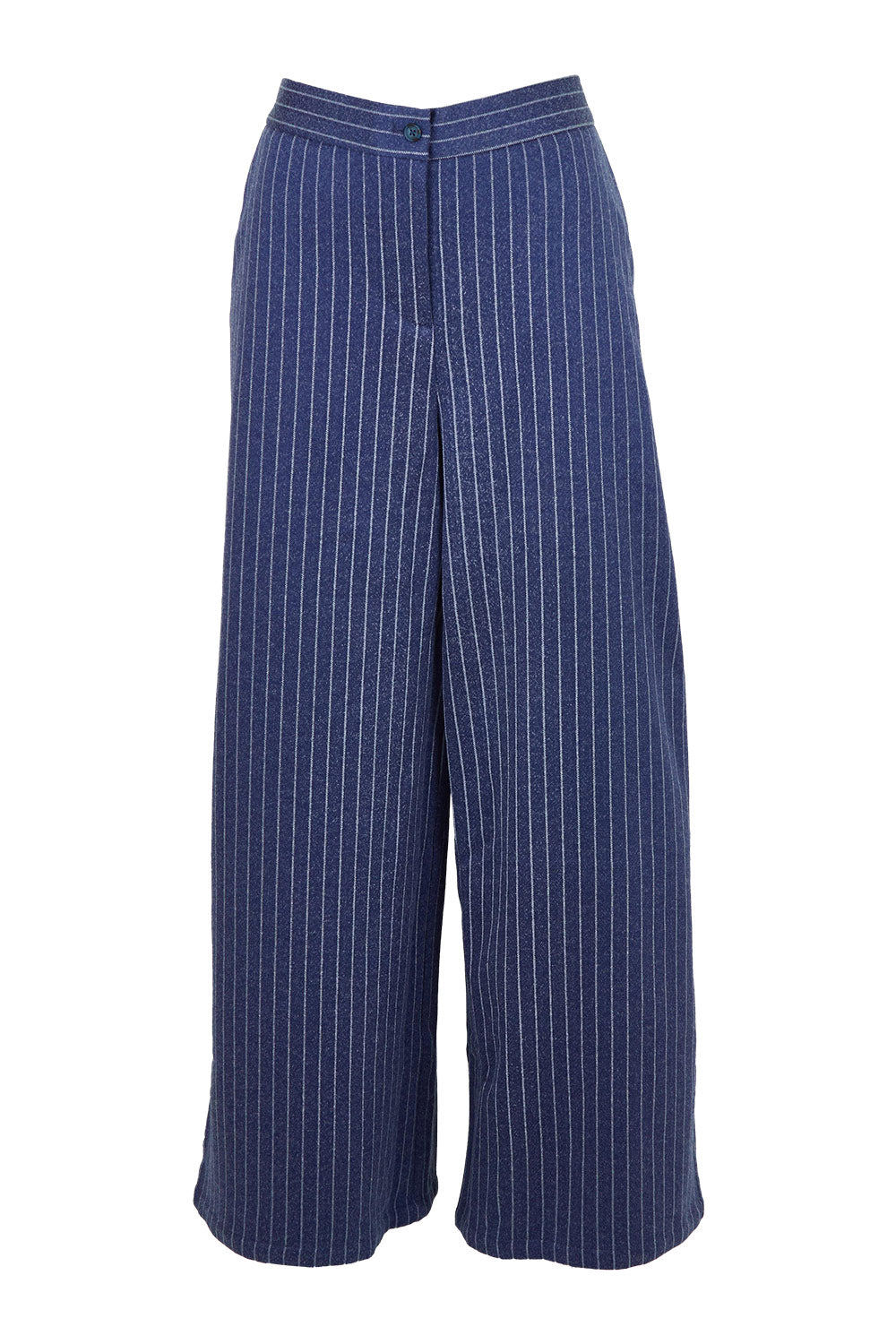 Product shot of the Walk This Way Wide Leg Pants in colour Bluestripe (Blue), from the front