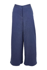 Product shot of the Walk This Way Wide Leg Pants in colour Bluestripe (Blue), from the front